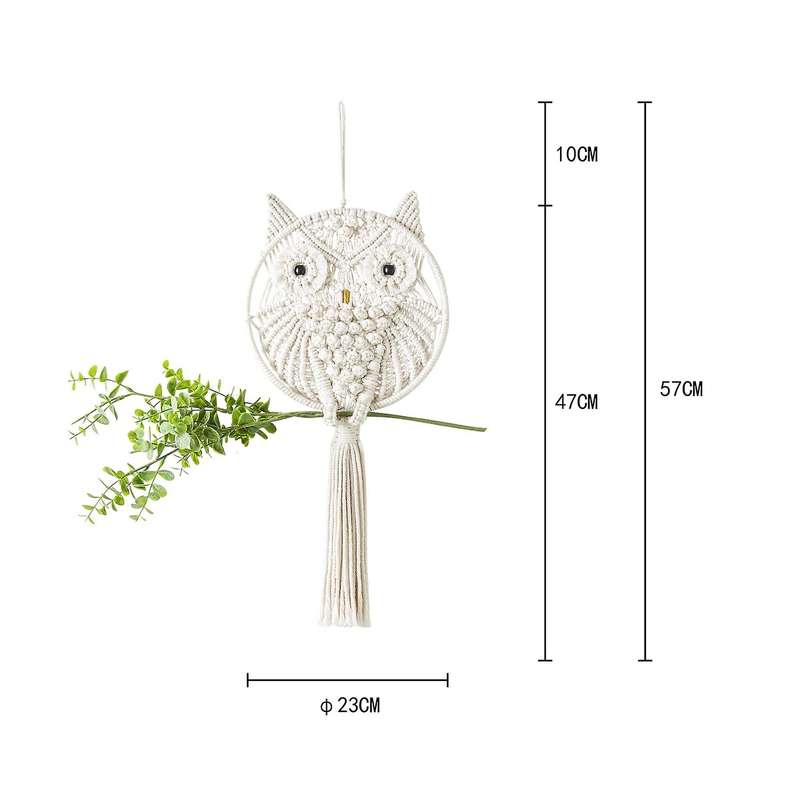 Hand-woven Owl Primary Color Cotton Rope Wall Decoration Tapestry