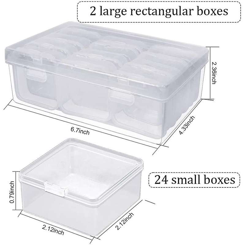 24pieces Small Bead Organizer,clear Plastic Bead Organizer Box