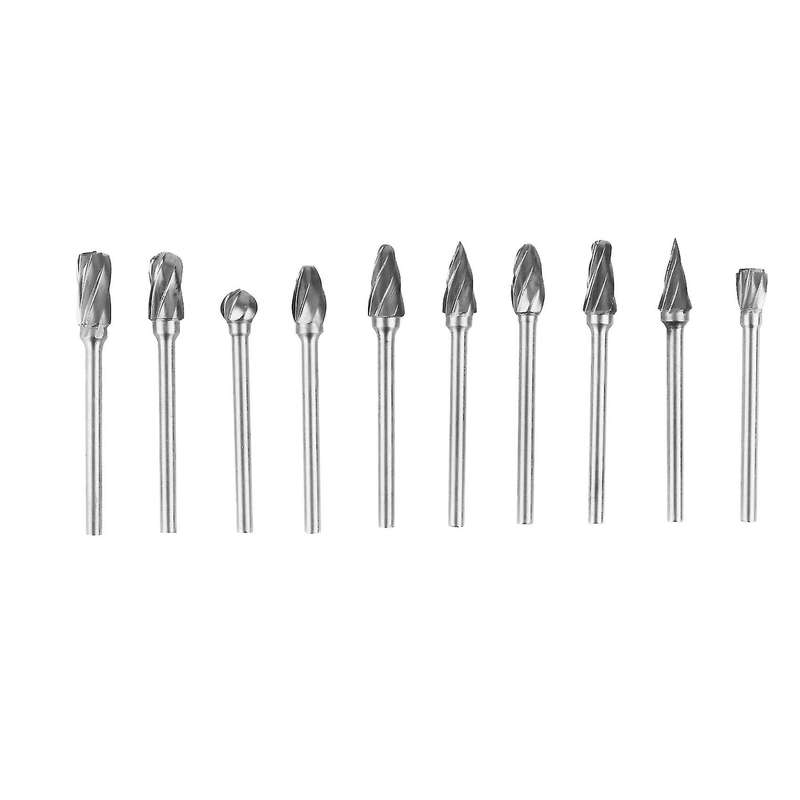 10pcs 3mm Shank 6mm Carbide Rotary File Burr for Grinding Wood
