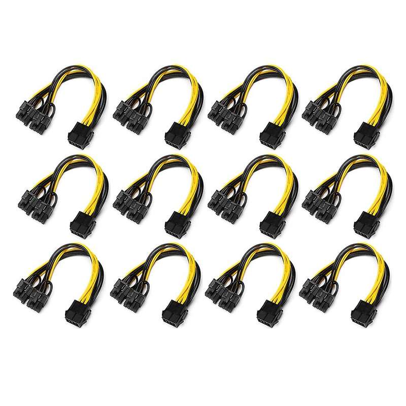 12-pack Pci-e 8pin to 2x 8 Pin (6+2)power Splitter Cable for Pcie Pci