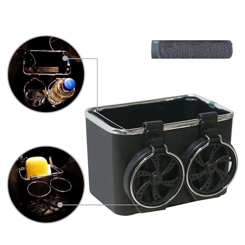 Car Armrest Storage Box Water Cup Holder Beige