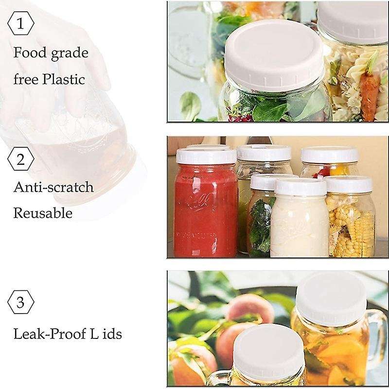 24 Count Plastic Mason Jar Lids with Silicone Seals Rings Fits Ball
