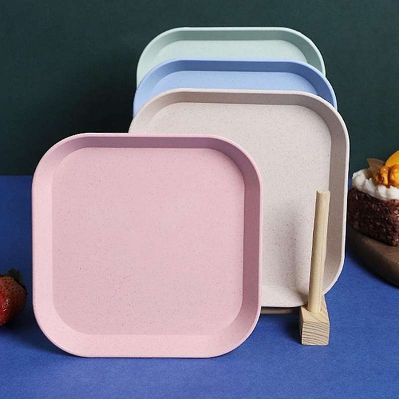 20pcs Mini Square Lightweight Wheat Straw Dishes Plates Sets,plates
