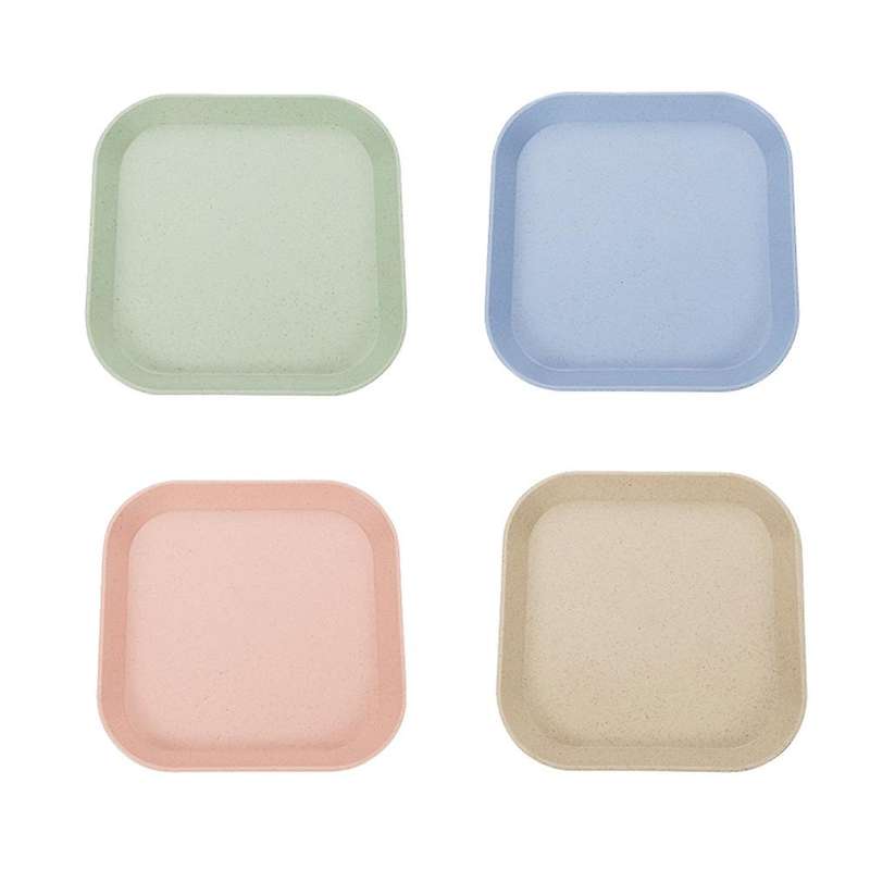 20pcs Mini Square Lightweight Wheat Straw Dishes Plates Sets,plates