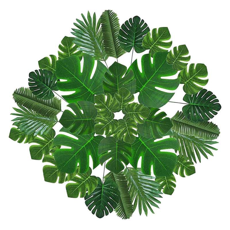 70pcs Artificial Palm Leaves for Jungle Theme Party Decoration