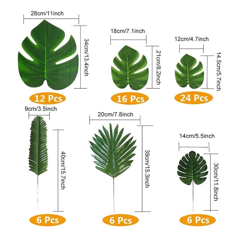 70pcs Artificial Palm Leaves for Jungle Theme Party Decoration