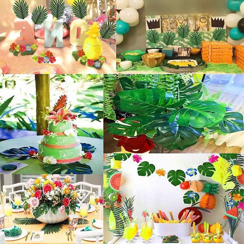 70pcs Artificial Palm Leaves for Jungle Theme Party Decoration