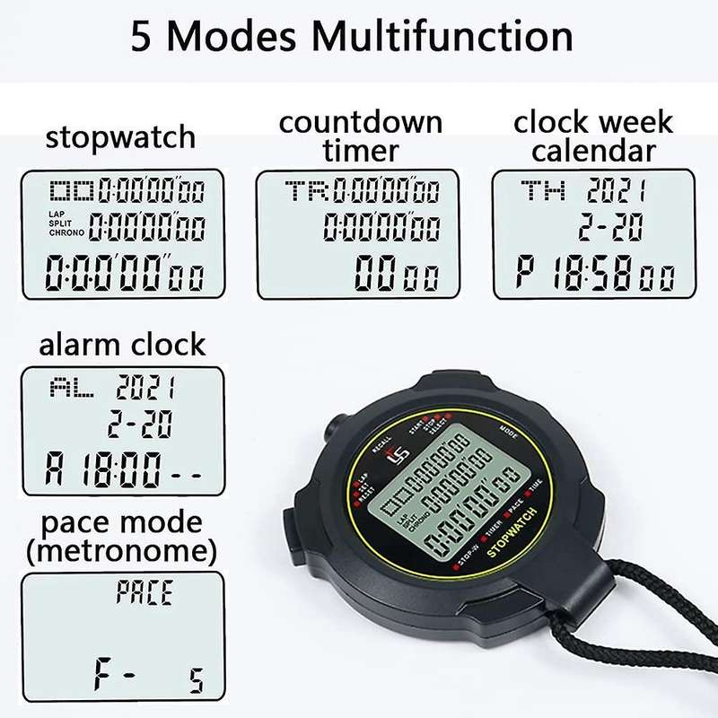 Digital Sports Stopwatch, 10lap /split Memory Stopwatch Count Down
