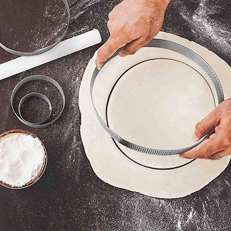 Round Perforated Tart Ring, Stainless Steel Set Of 4