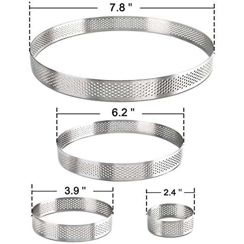 Round Perforated Tart Ring, Stainless Steel Set Of 4