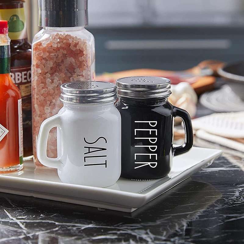 Farmhouse Salt and Pepper Shakers Set, 4 Oz Cute Salt Pepper Shaker
