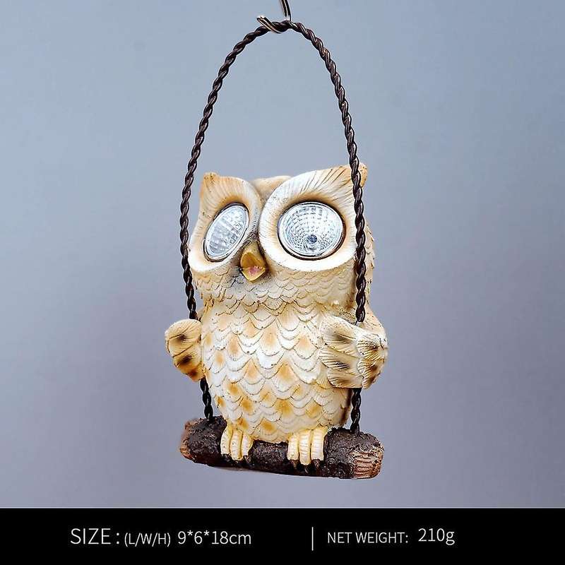 Outdoor Garden Waterproof Owl Shape Sculpture Light Led Lamps Brown