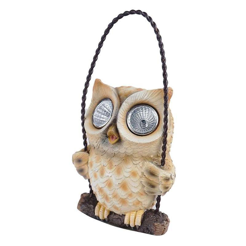 Outdoor Garden Waterproof Owl Shape Sculpture Light Led Lamps Brown