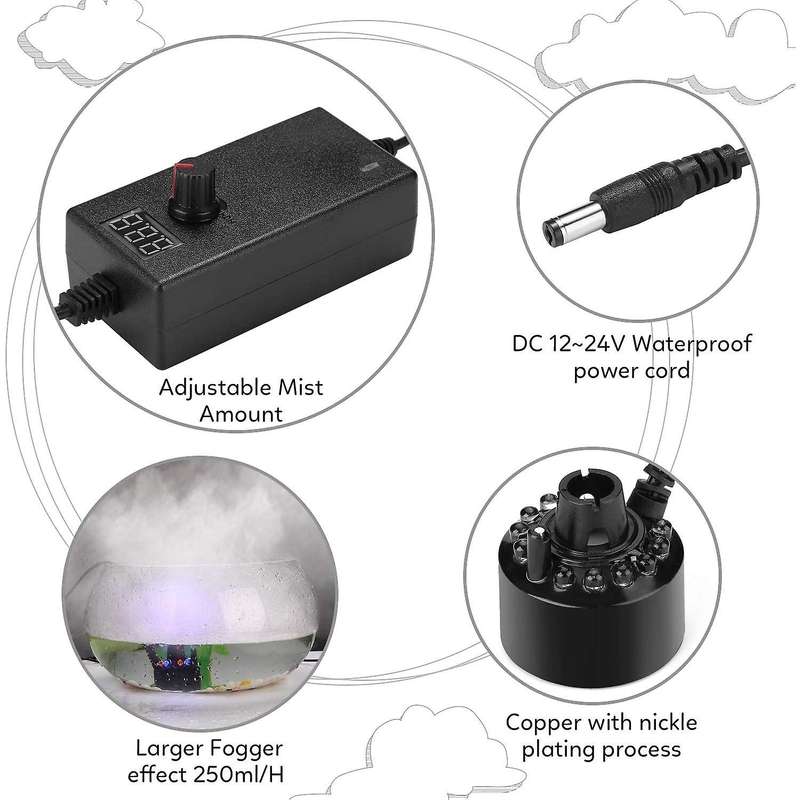 Mist Maker Fogger Fountain Fog Air Humidifier Haloween Black Us Plug