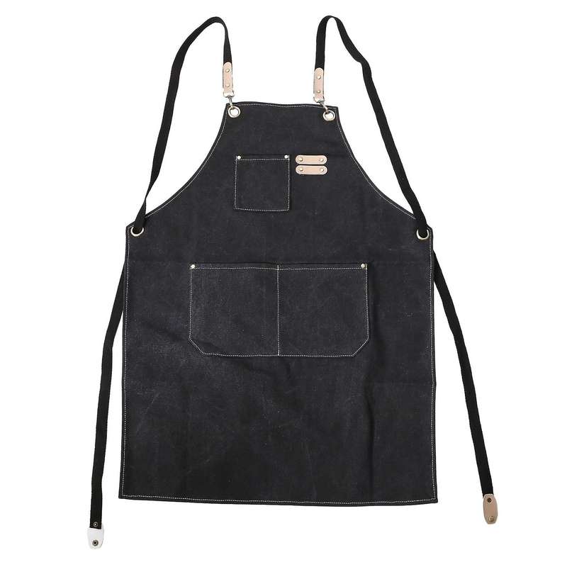 Unisex Waterproof Work Apron with 3 Tool Pocket for Kitchen -black
