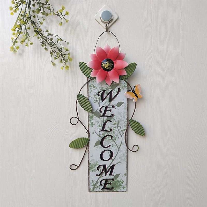 Vintage Sunflower Welcome Sign Door Hanging Decor for Garden Home-c