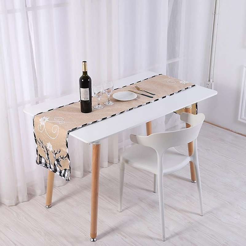 Christmas Table Runner with Elk Snowflake Pattern for Table, A