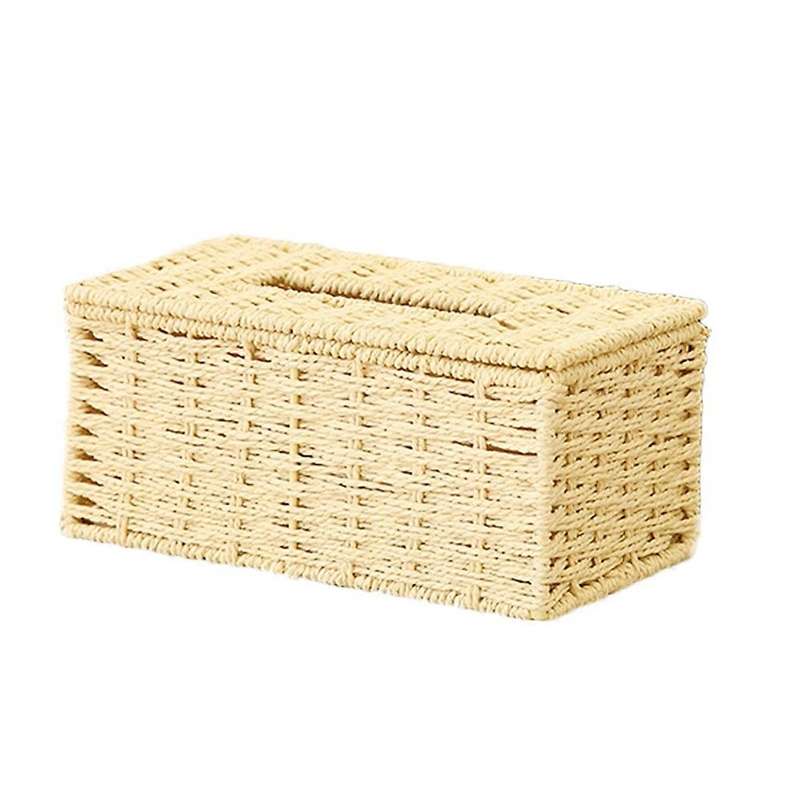 Paper Rope Tissue Box Vintage Napkin Holder Case Clutter Storage-b
