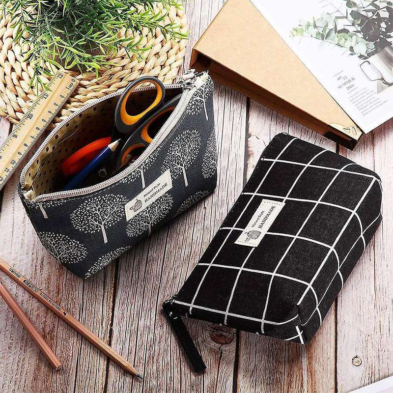 6pcs Canvas Makeup Bags Printed Cosmetic Bags for Women Girls, B