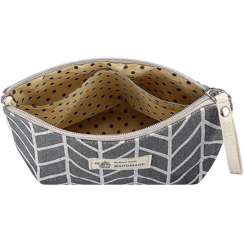 6pcs Canvas Makeup Bags Printed Cosmetic Bags for Women Girls, B