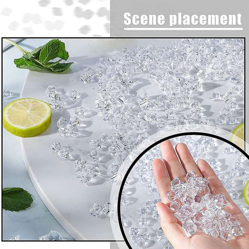 1.1lb/500g Fake Ice Square S Acrylic Stones Transparent 1 X 0.7 Inch