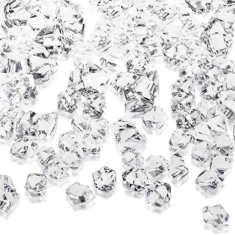 1.1lb/500g Fake Ice Square S Acrylic Stones Transparent 1 X 0.7 Inch