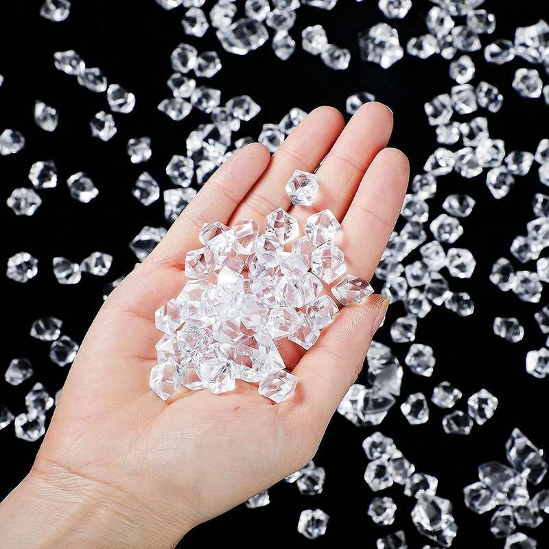 1.1lb/500g Fake Ice Square S Acrylic Stones Transparent 1 X 0.7 Inch