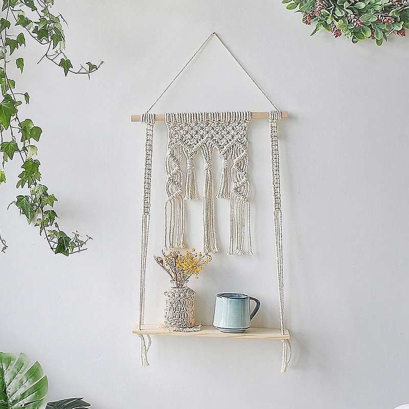 Bohemian Handmade Tapestry Cotton Rope Rack for Living Room Decor