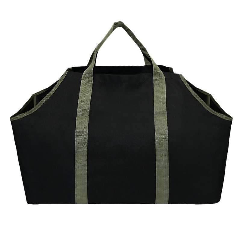 Log Storage Holder Carrier Canvas Firewood Bag Durable Tote Bag - B