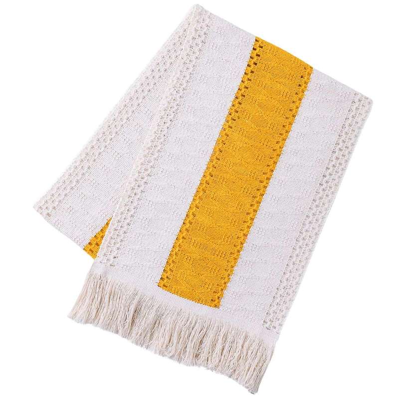 Macrame Table Runner Farmhouse , Decor Rustic Woven Cotton(yellow)