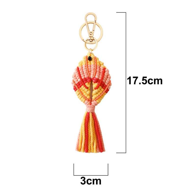 4pieces Fish Shape Macrame Tassel Keychain Handmade Mixed Seed Beaded