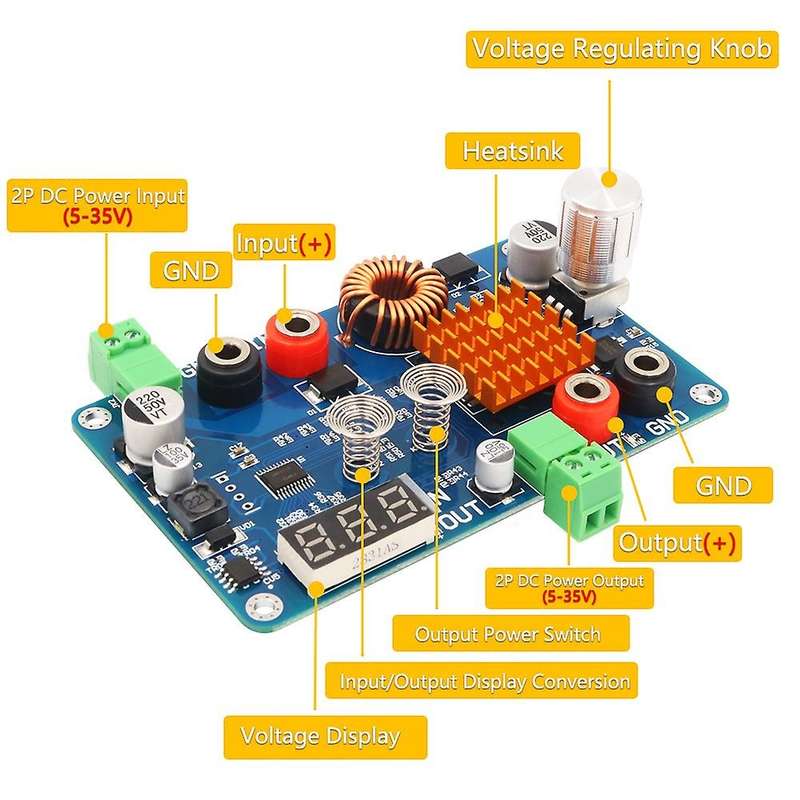 Dc 5-32v to 5-45v 3a Adjustable Step Down Module with Voltage Display