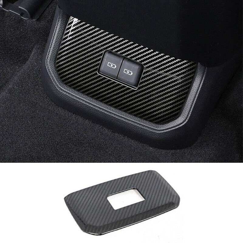 Rear Usb Socket Control Frame Trim Carbon Fiber Texture