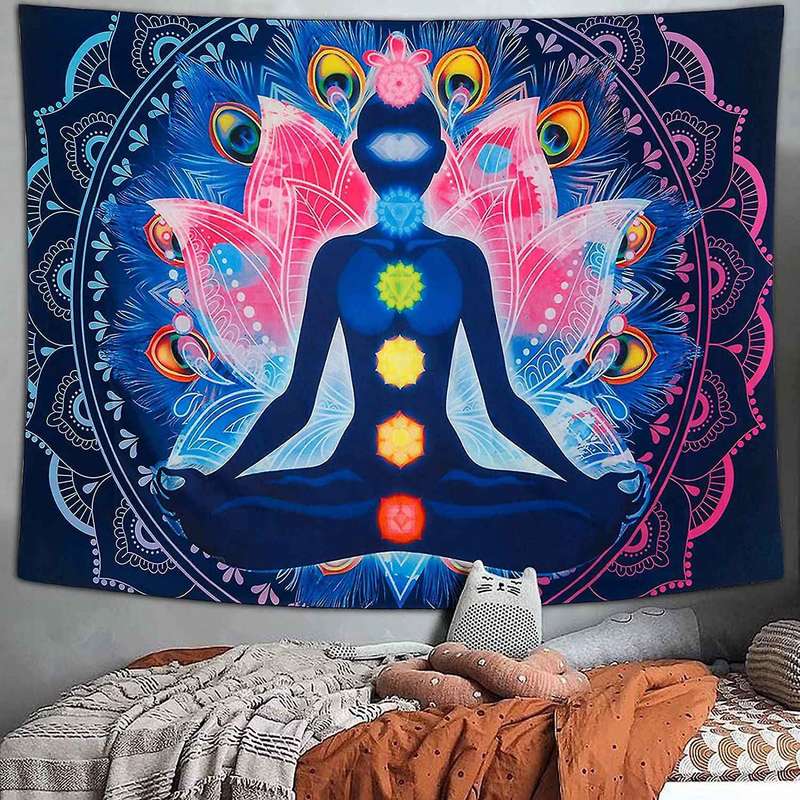 Seven Chakra Tapestry Colorful Psychedelic Mandala Tapestry