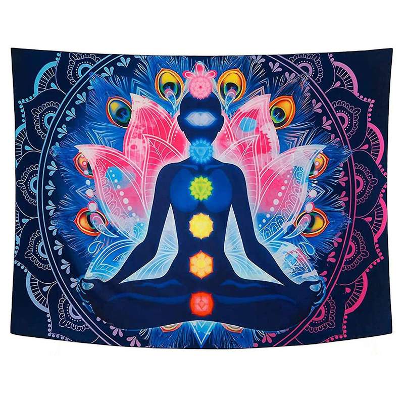 Seven Chakra Tapestry Colorful Psychedelic Mandala Tapestry
