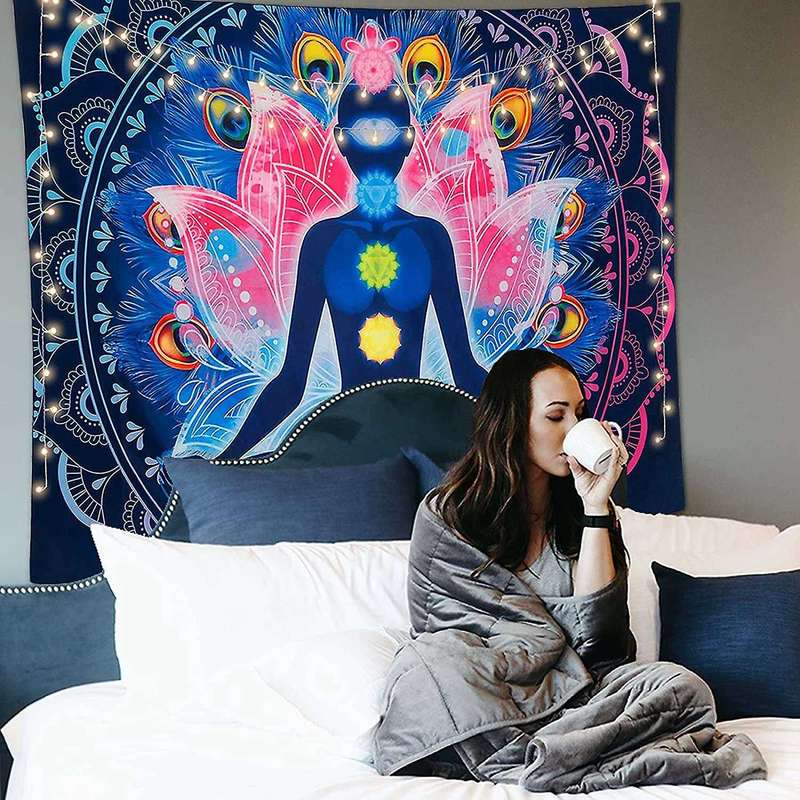 Seven Chakra Tapestry Colorful Psychedelic Mandala Tapestry