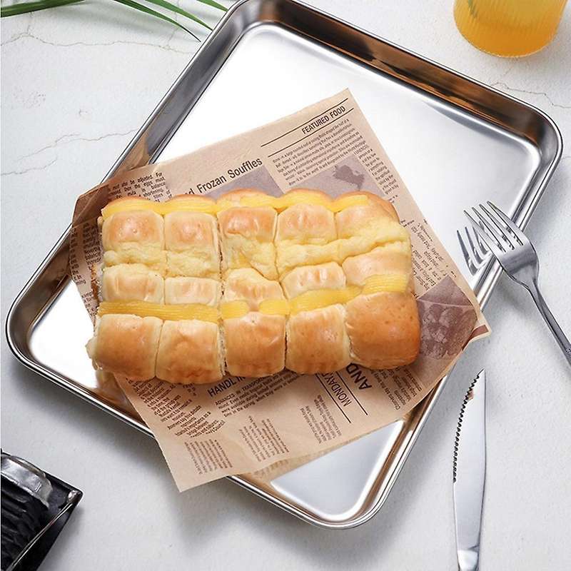 Stainless Steel Rectangular Flat-bottom Tray Restaurant Hotel Plate