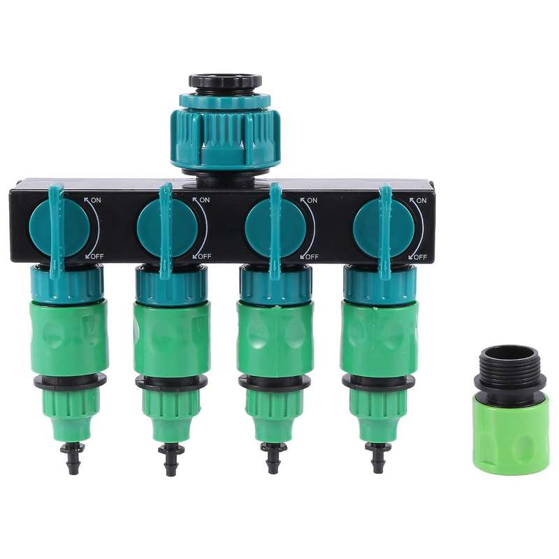 4-way Tap Hose Splitter Garden Drip 4/7 Or 8/11 Hose Fittings 1 Set