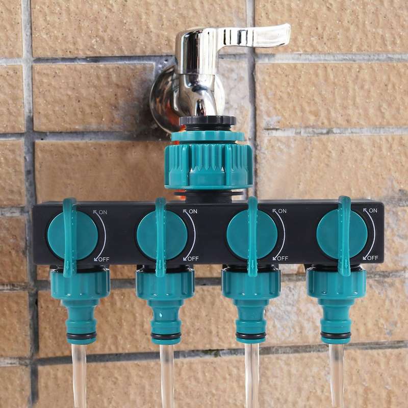4-way Tap Hose Splitter Garden Drip 4/7 Or 8/11 Hose Fittings 1 Set
