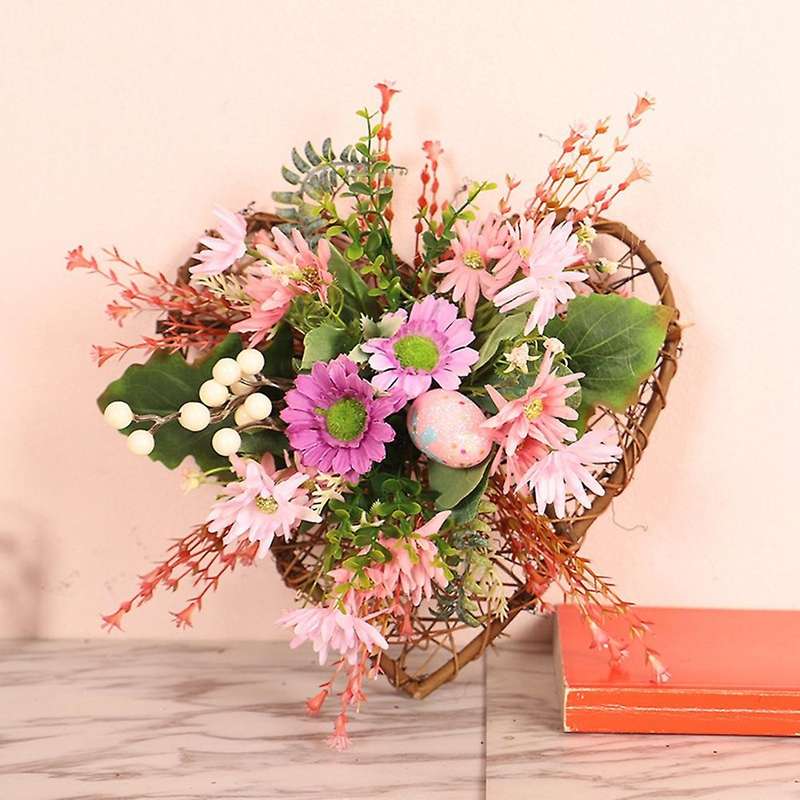 Easter Wreath Decorative Love Shape Garland Home Artificial Flower