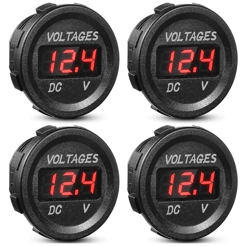 4xdc 12v Car Voltage Display Led Display Voltmeter Monitor -red
