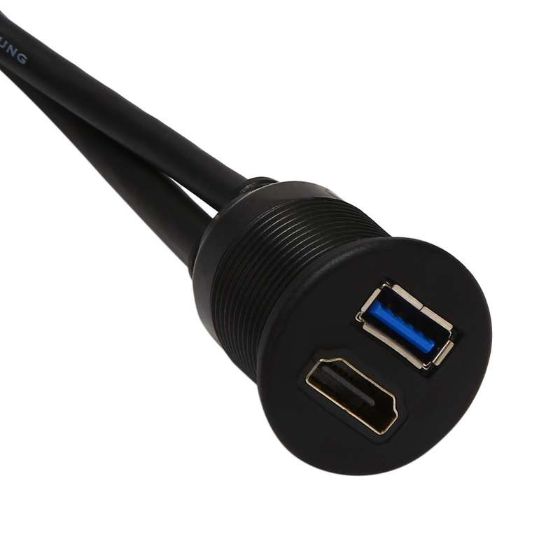 Usb 2.0 and Hdmi to Hdmi + Usb Waterproof Car Flush Mount Cable - 2m
