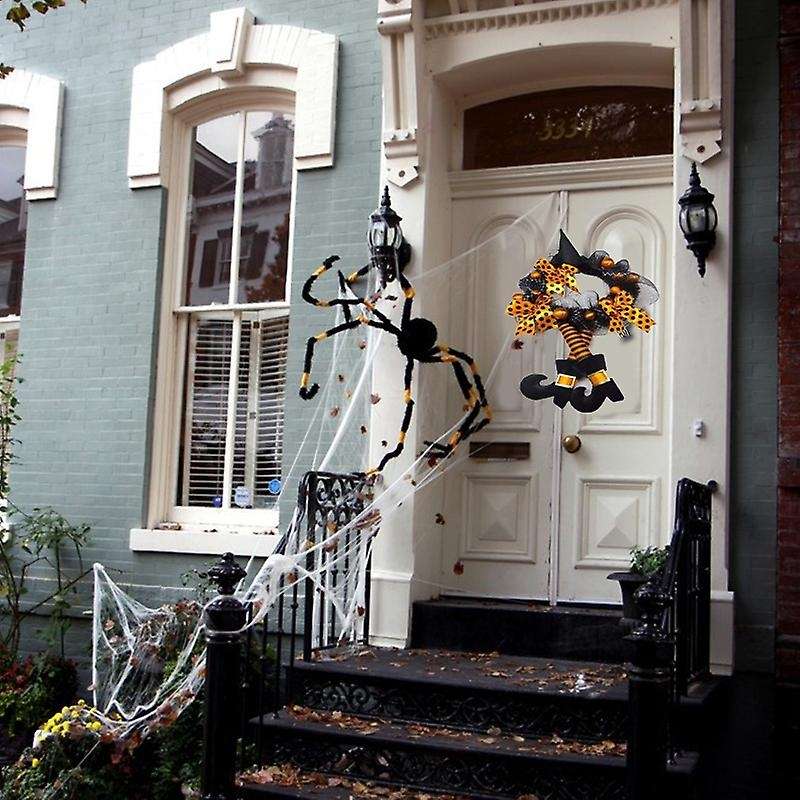 Halloween Witch Hat and Legs Wreath,front Door Wall Ornaments Decor