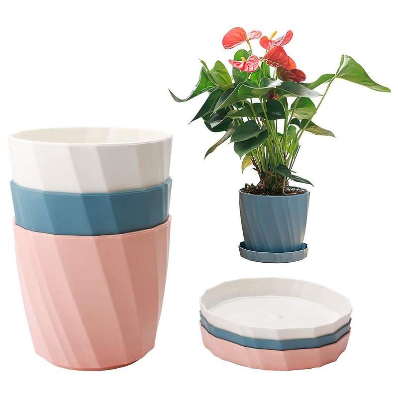 3pcs 6.6 Inch Plant Pot Plastic Planter Colorful Succulent Pots