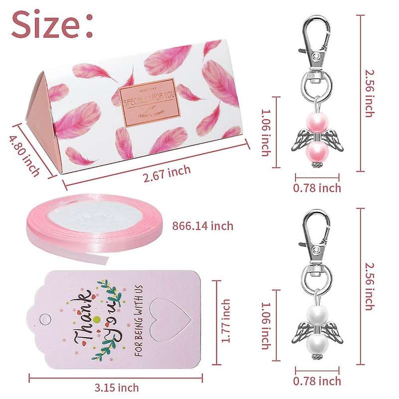 Angel Keychain with Favor Boxes and Thank You Cards for Baby Shower