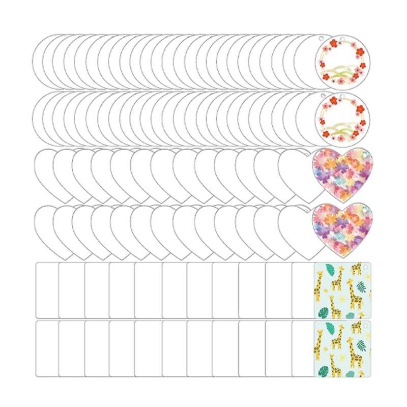 100pcs Acrylic Keychain Blanks Decoration for Diy Keychain and Tags
