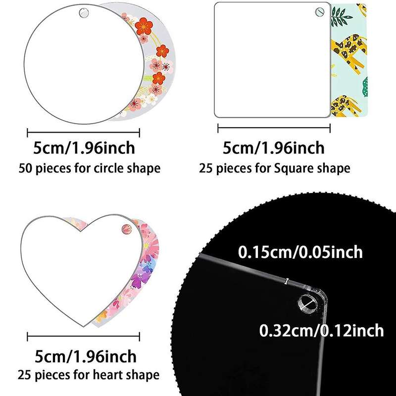 100pcs Acrylic Keychain Blanks Decoration for Diy Keychain and Tags