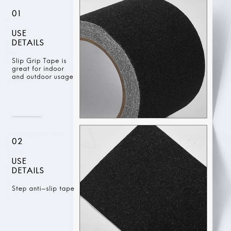 Non-slip Stair Tape -waterproof Safety,80 Grit, Black5m