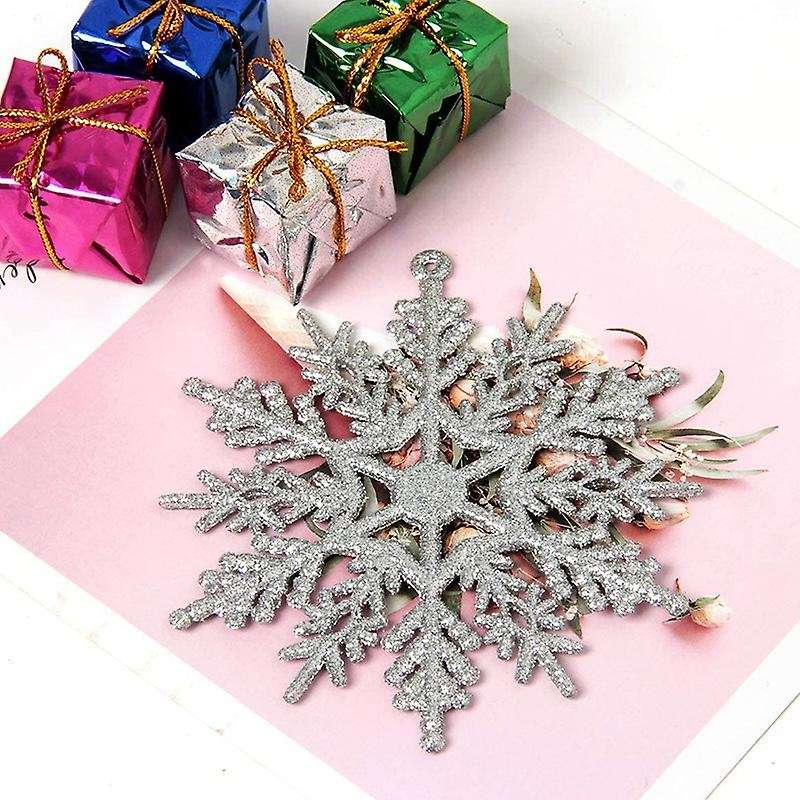 36pcs Glitter Snowflake Ornaments,iridescent Glitter for Decorating
