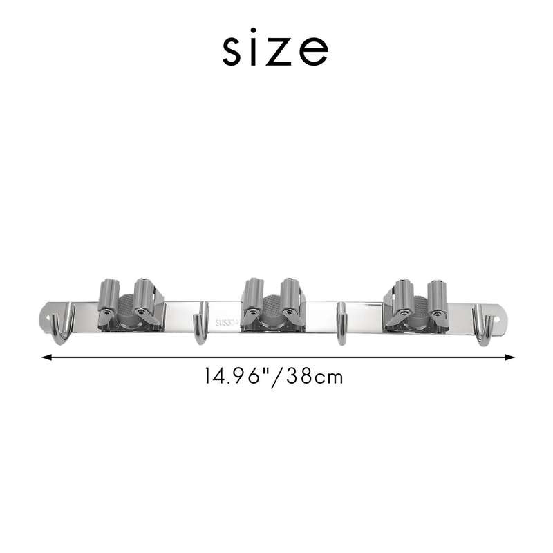 Broom Mop Holder, Stainless Steel Heavy Duty Wall Mount Storage